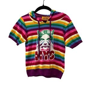 Hysteric Glamour See No Evil Braided Hoodie Women One Size Rainbow Striped HYS